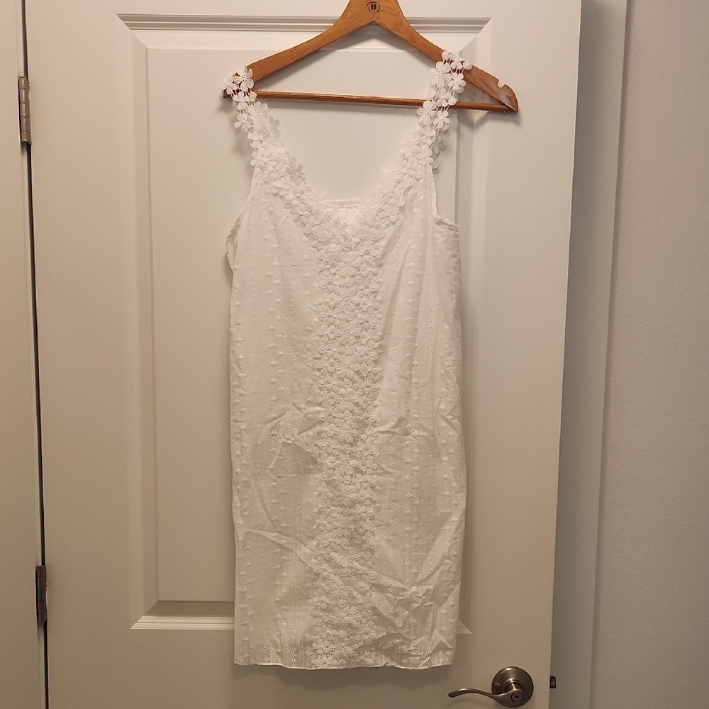 White Sleeveless Dress with Floral Straps
